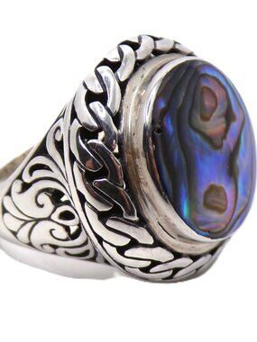 Samuel B. Sterling Silver Abalone Shell Ring – Handcrafted in Bali (Size 7)
